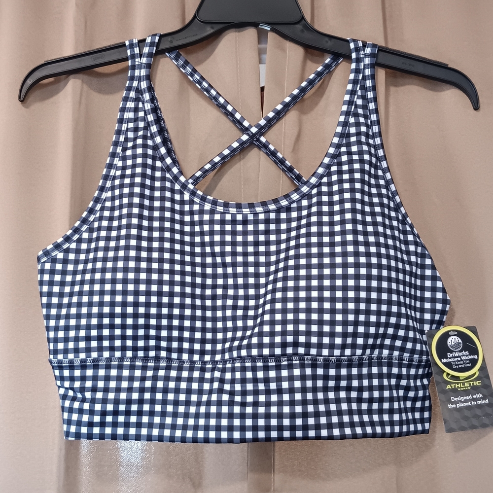 Athletic Works Navy Checkered Sports Bra